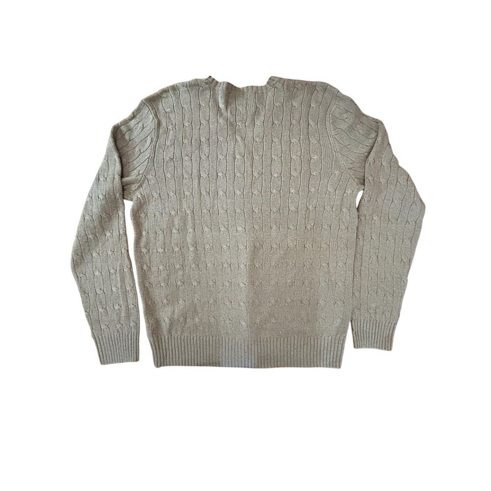 Polo By Ralph Lauren NWT 100% Silk Cable Knit V-Neck Sweater Tan SZ L Mens - Picture 3 of 4